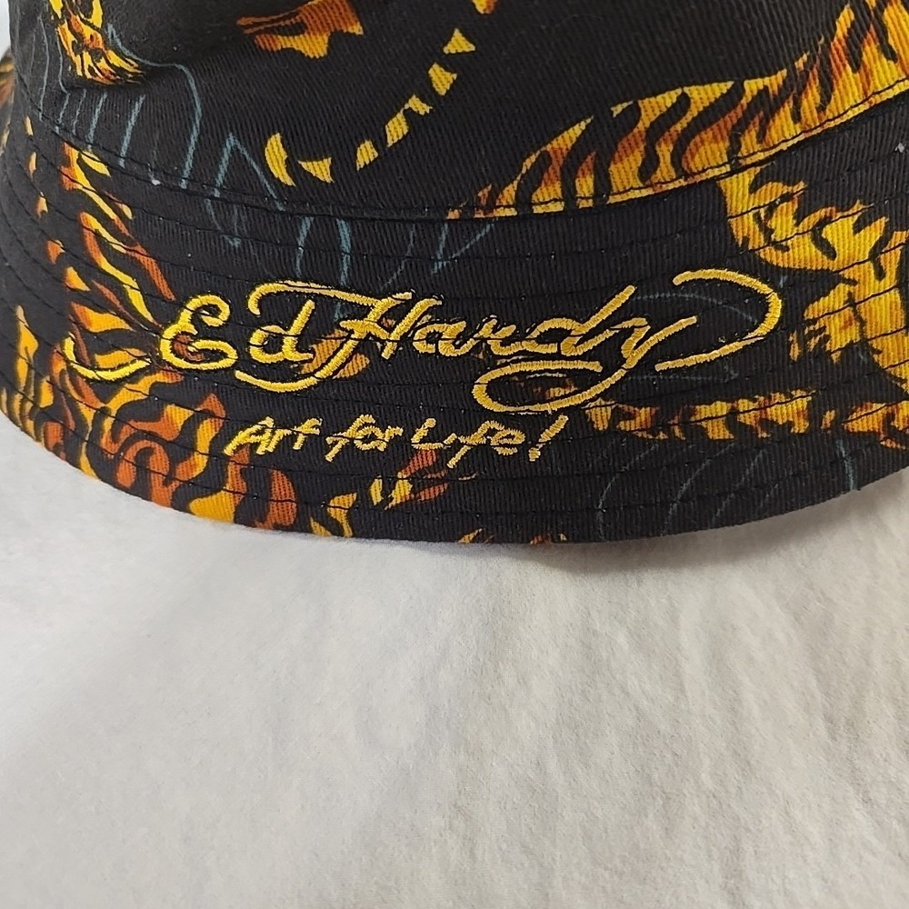 Ed Hardy Art For Life Tiger Bucket Hat Reversible Adult Size NWT - Picture 3 of 11